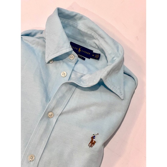 Ralph Lauren Other - Ralph Lauren Knit Oxford Shirt Mens M Slim Light Blue Pony 100% Cotton 18x26